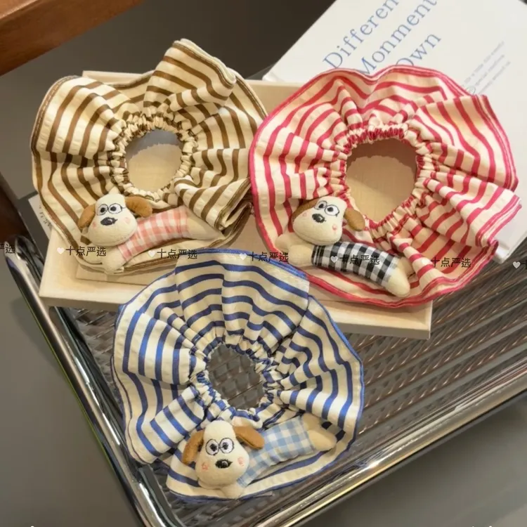 卡通可爱条纹腊肠狗大肠发圈女扎头发头绳发饰丸子头高级感发圈