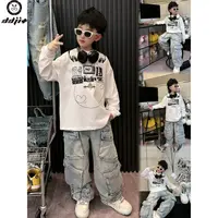 蛋蛋家【耳机T】春夏款时尚街头男童白色耳机长袖T恤