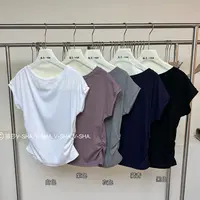 薇莎5556【现货】80-150斤折皱百搭T恤女