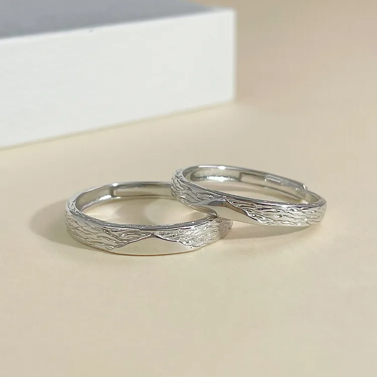 心草 足银戒指 冰川情侣对戒男女同款轻奢高级甜蜜告白送七夕礼物