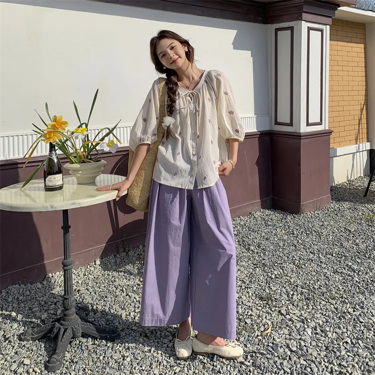 少女风碎花衬衫休闲裤套装女夏2025新款俏皮活泼爆款超好看两件套