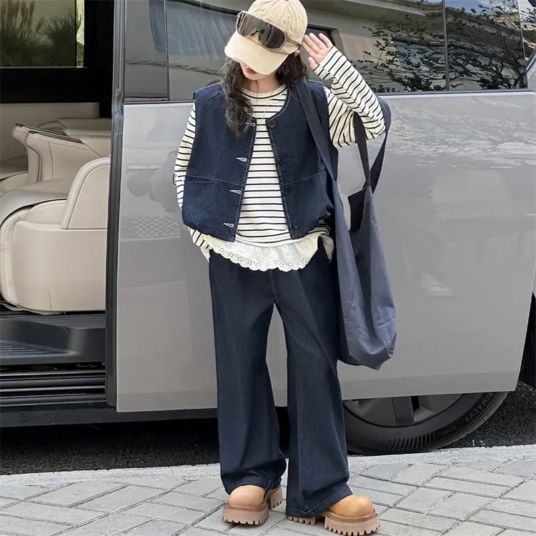 简约潮牌店铺儿童服装2025年新款衣服女童装秋装套装6-12岁高级感