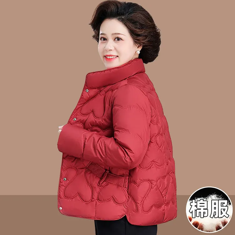 小个子妈妈短款棉衣女冬季时尚洋气阔太太小棉袄中老年人棉衣外套