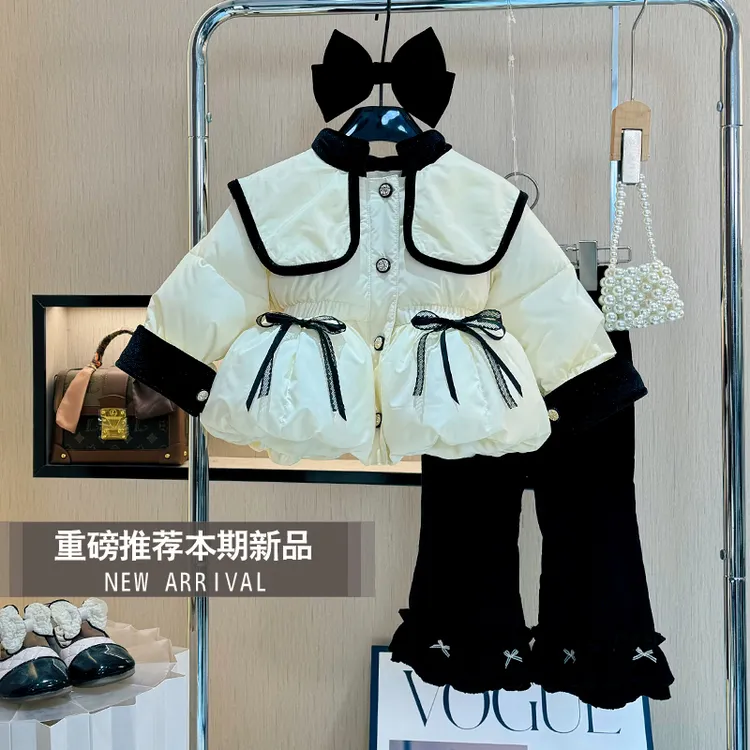 女童冬装棉服外套2025新款冬季加绒加厚女宝洋气时尚儿童两件套