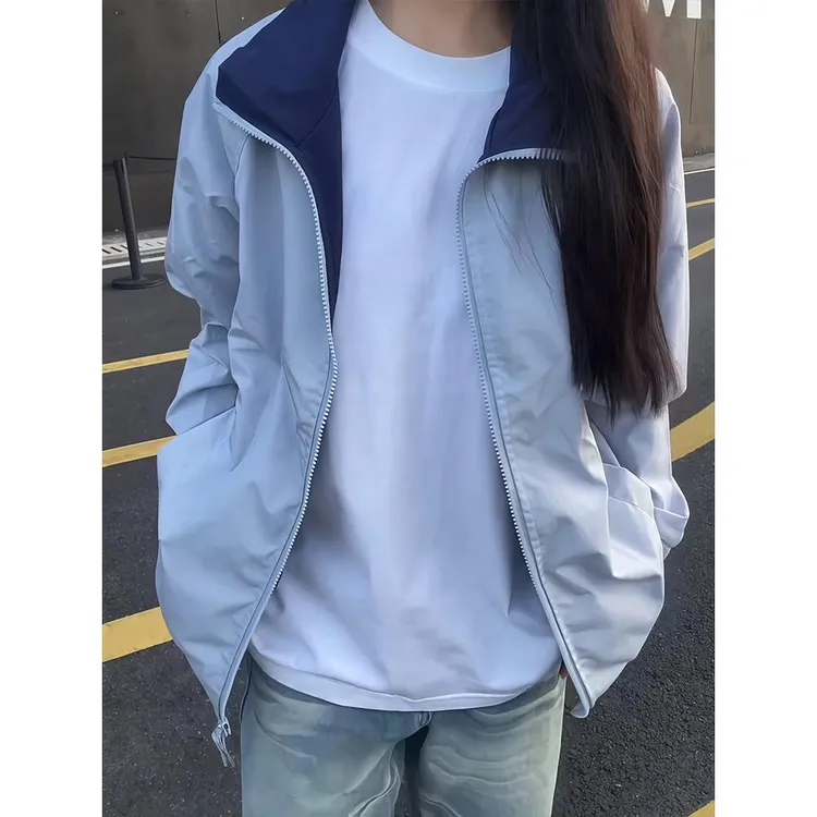 cleanfit撞色拼接飞行夹克男秋季美式潮牌情侣外套三防立领冲锋衣