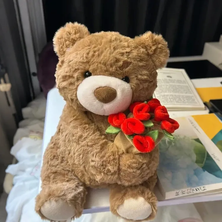 520情人节磁力悄悄熊玫瑰花帽香薰玫瑰花小熊毛绒送女生生日礼物