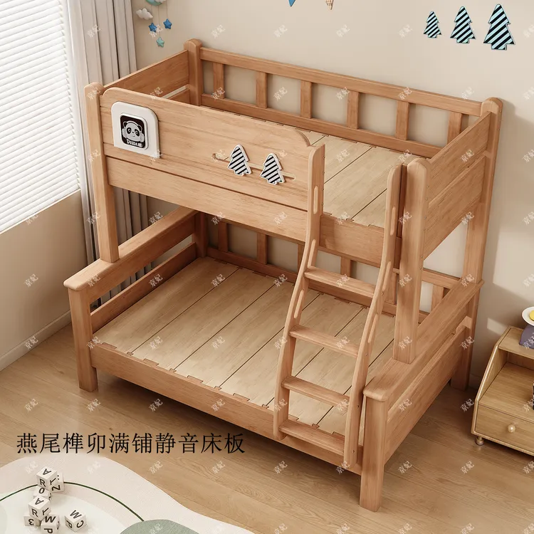 全实木儿童双层床加厚燕尾榫卯静音床板无异响上下铺子母床高低床