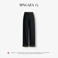 MNGATA G.宫小妍【豹纹牛仔】棉质早秋新中式中国风牛仔裤5080479