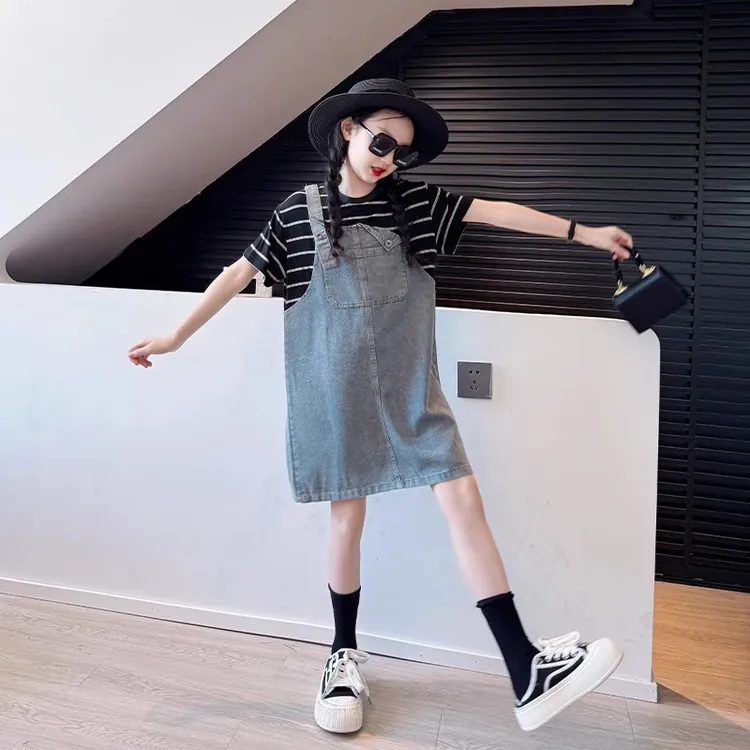 女大童韩系高级感裙子夏季2025新款儿童连衣裙女童夏装牛仔背带裙