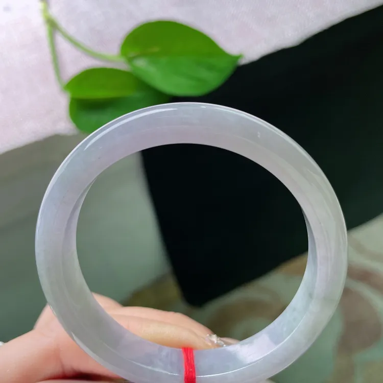 缅甸天然翡翠A货55.6-11.3-7.4玉石冰种春带彩正圈手镯礼物23072