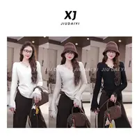 玖黛衣【冬日蕾丝】秋冬新款时尚百搭小设计蕾丝花边羊毛衫XSJ46151