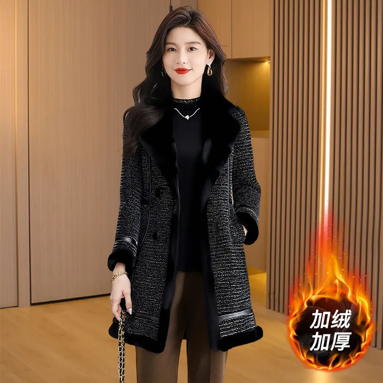 毛呢外套女两面穿秋冬2025年女款流行外套秋冬加绒加厚气质大衣