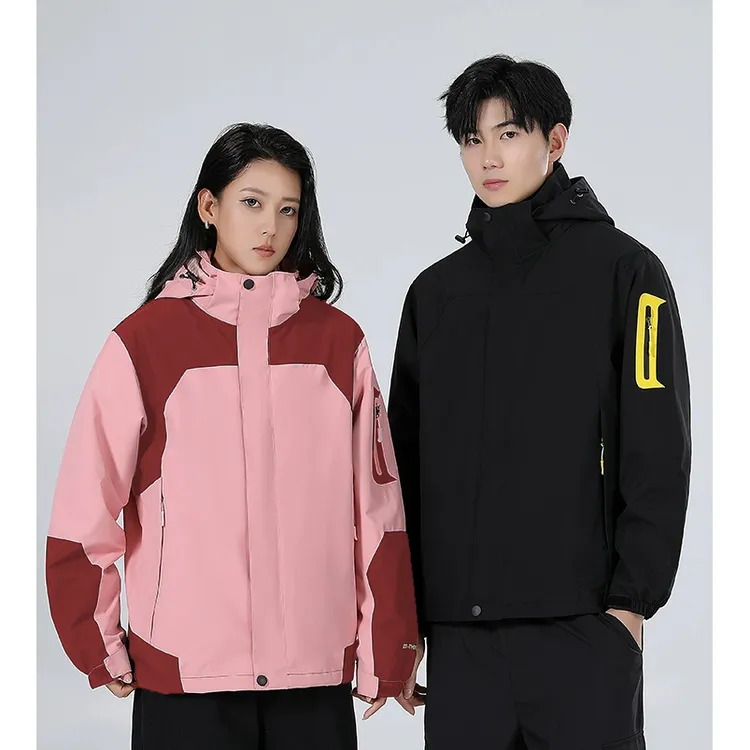 门店59&9！浅川冲锋衣」情侣户外三合一抓绒内胆保暖连帽外套C24764