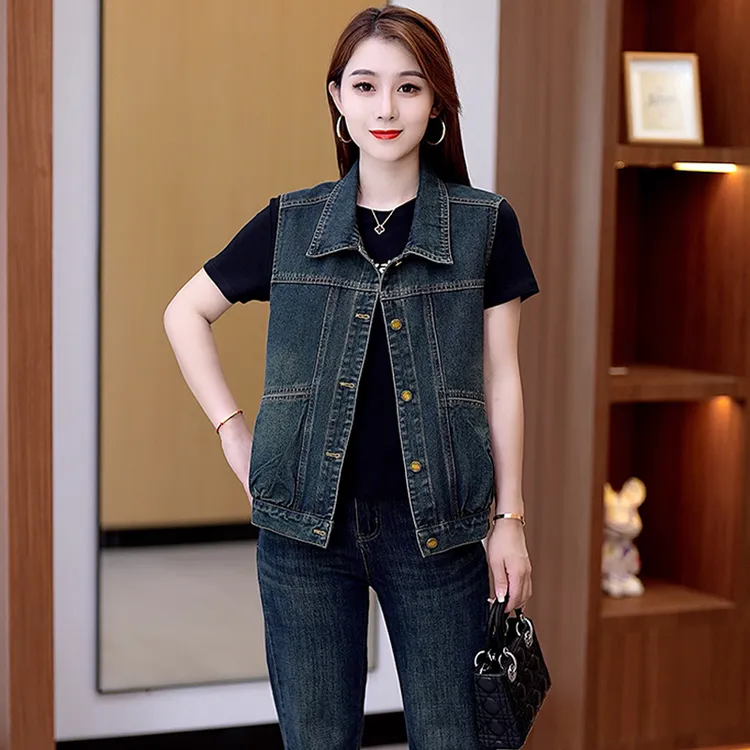 高含棉韩版时尚减龄牛仔马夹女2025年春夏新款小个子洋气百搭上衣
