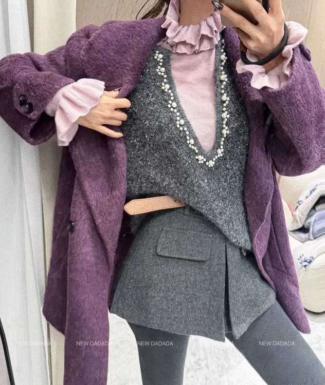 利达 NEW DADADA 无袖V领外搭轻奢显瘦叠穿坎肩百搭马甲CGM3342