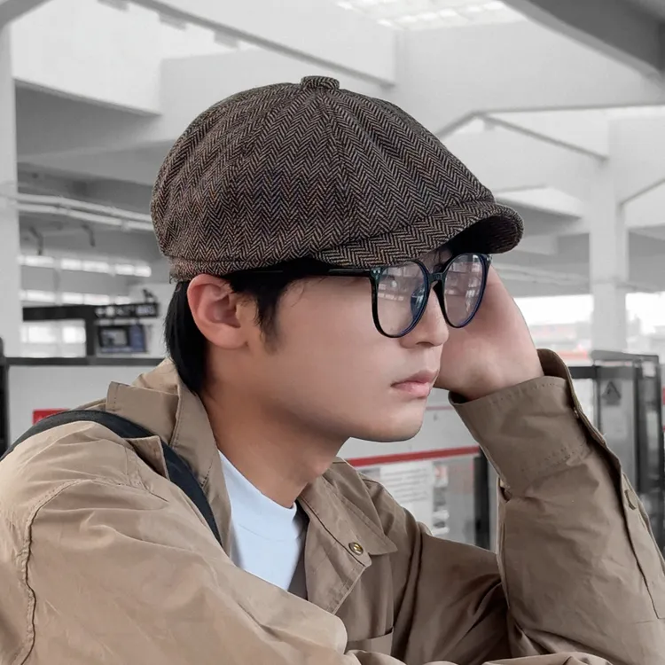 CHUNCC英伦复古前进帽男大头报童帽文艺画家帽贝雷帽鸭舌帽子男款