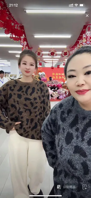 女士秋冬豹纹毛衣针织衫上衣6815-A131****