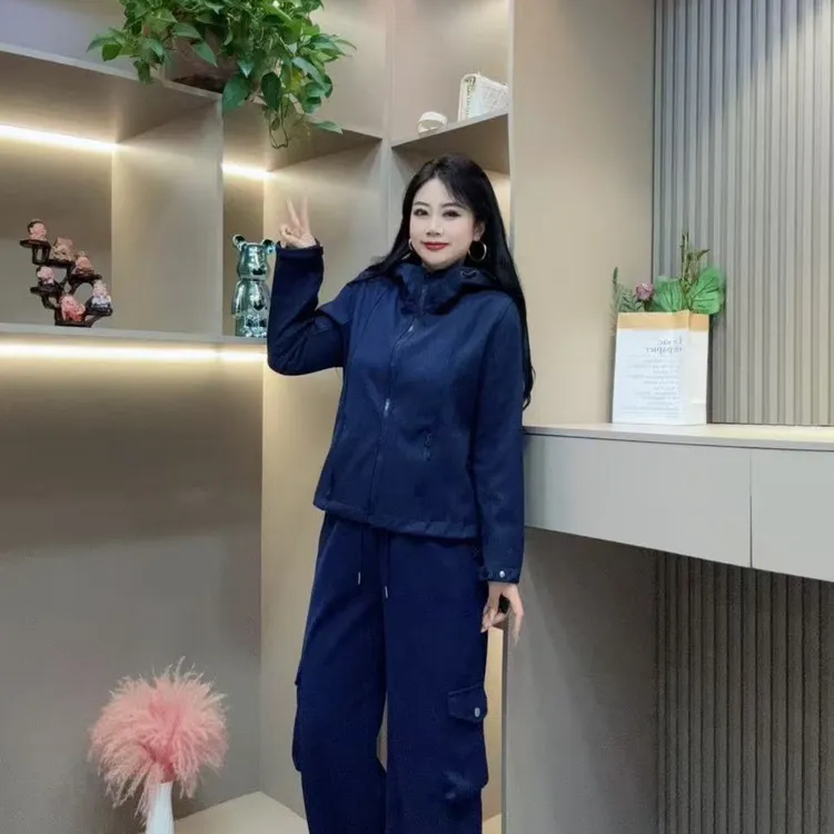 秋季外套-甜 5079时尚休闲加厚连帽设计百搭显瘦胖MM大码女装新款