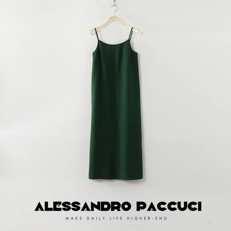 AP洛哥42079LL【赩炽冷杉】桑蚕丝龟裂纹纯色气质夏季吊带连衣裙