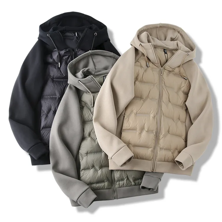 男士2025秋冬轻薄连帽外套保暖运动男款新款内搭防寒拼接羽绒服