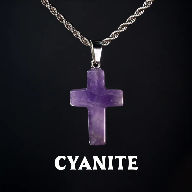CYANITE天然紫晶十字架 简约潮流欧美时尚百搭小众气质吊坠男女款商品图