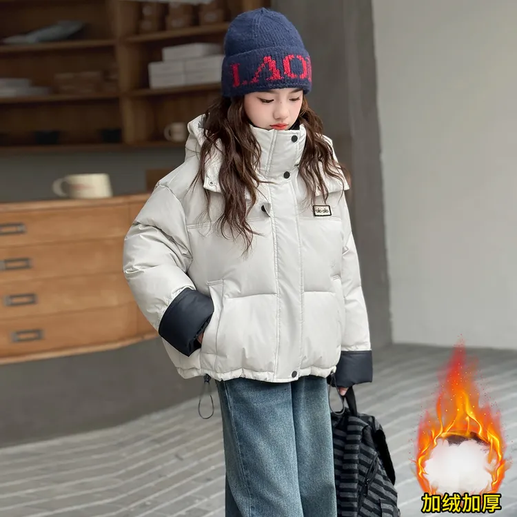 女童冬季棉服2025新款儿童加绒加厚免洗保暖棉衣女孩冬装洋气外套