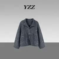 YZZ “气度”羊毛时尚休闲立领毛呢高支羊驼毛蚕丝外套 680309