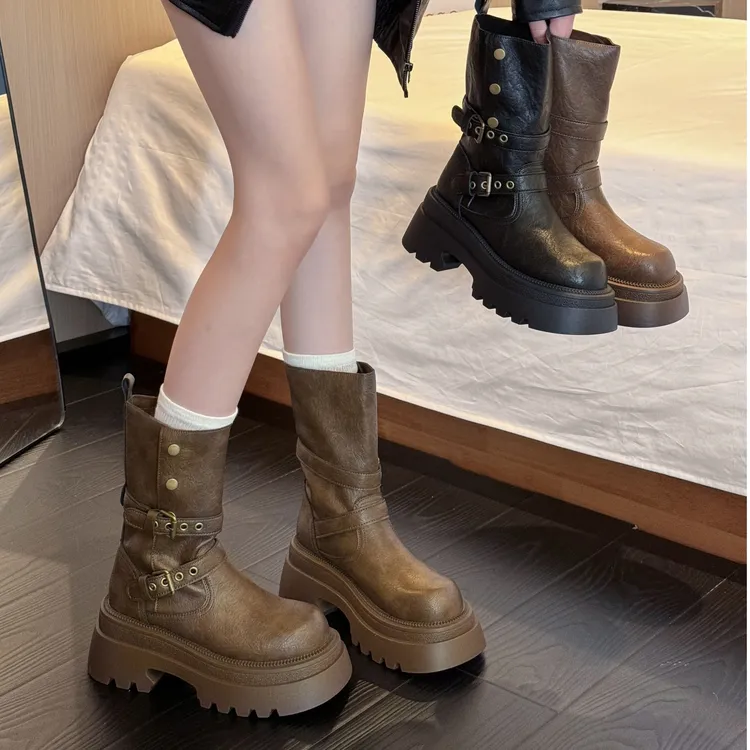 贾不假马丁靴女2025新款秋季时尚百搭复古显瘦爆款厚底英伦风短靴