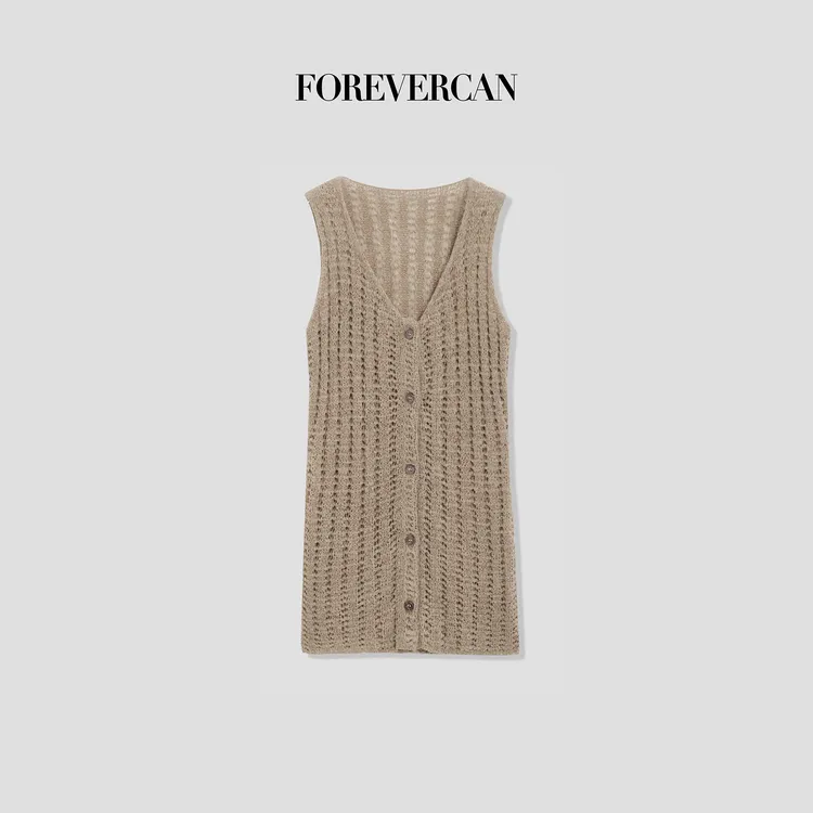 FOREVERCAN“蒙布朗”镂空针织吊带背心马甲开衫上衣 MY4105