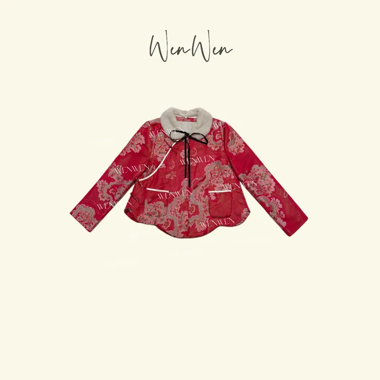WENWEN-深圳原创【“鸿运纳福”25秋季时尚水貂领绣花外套】WT0375