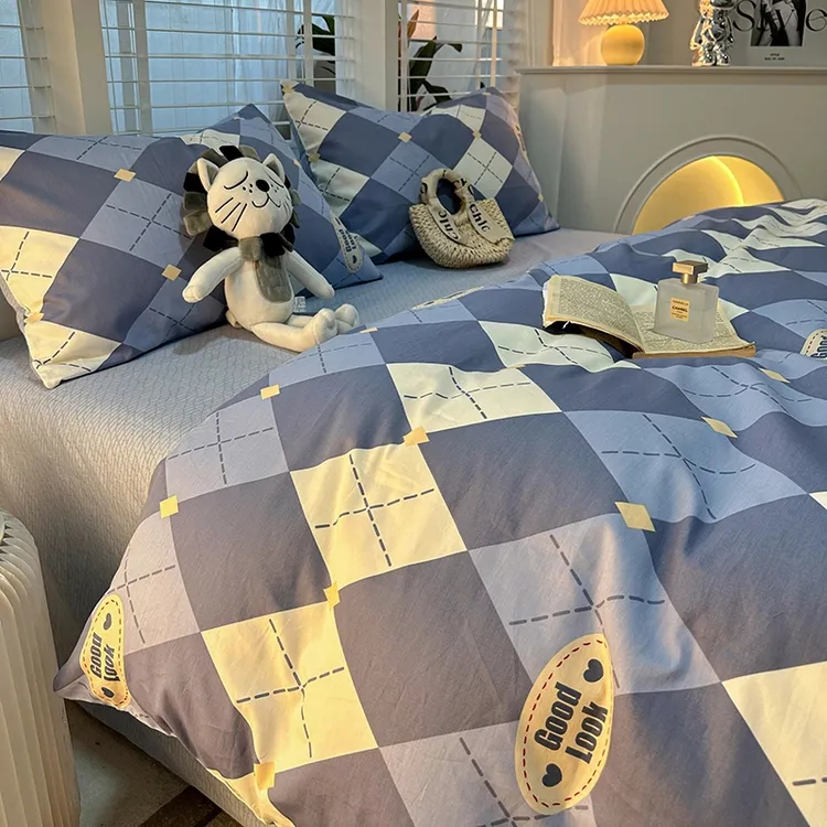 富安娜儿童三件套全棉纯棉印花床单被套床笠单人学生宿舍床上用品