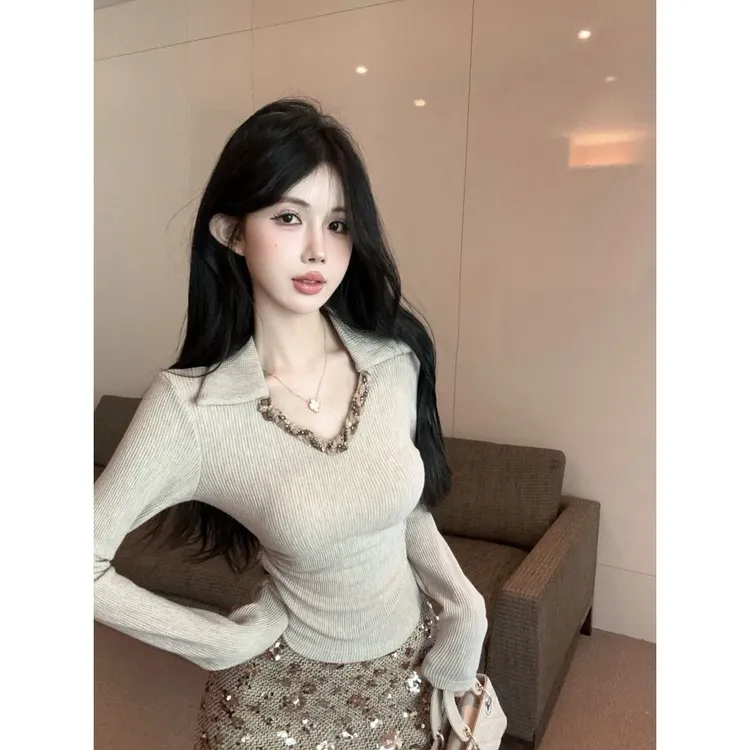 上衣打底衫内搭长袖针织辣妹修身显瘦短款紧身小众纯欲秋冬秋季洋