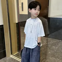 男童夏季短袖条纹圆领T恤20205新款中大童韩版薄款休闲上衣童装潮