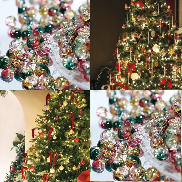 圣诞系列10mm珠子玻璃琉璃珠彩色手工串珠diy饰品配件手串散珠