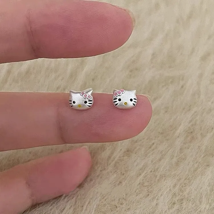 合金耳饰 可爱Kitty猫咪耳钉甜美学生党养耳洞耳饰精致百搭