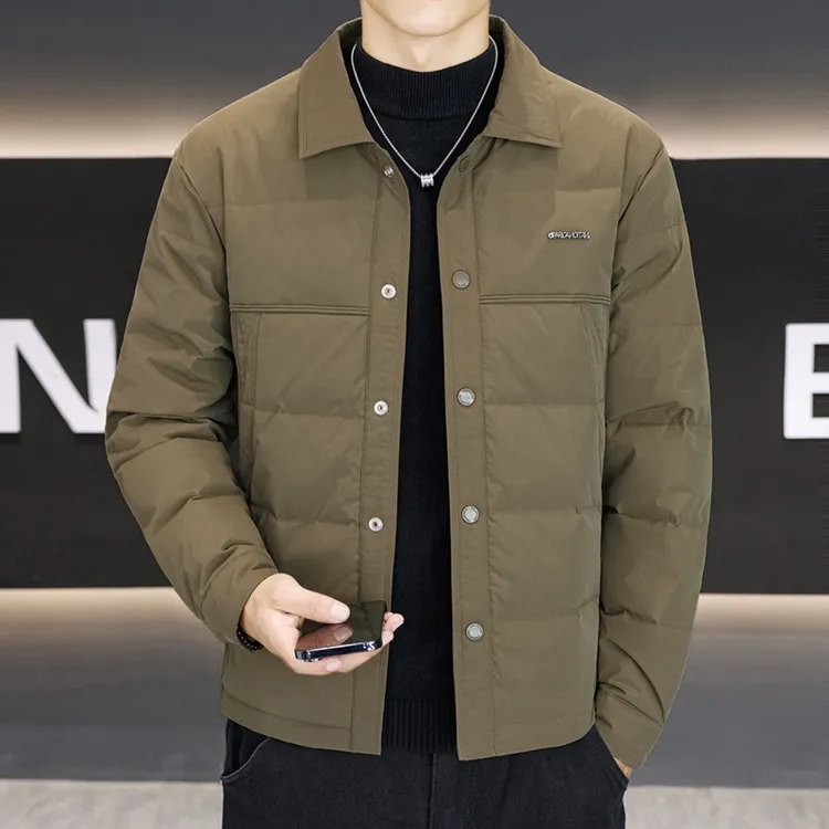 冬季男士新款翻领休闲羽绒服保暖简约百搭时尚鸭绒羽绒外套男9925