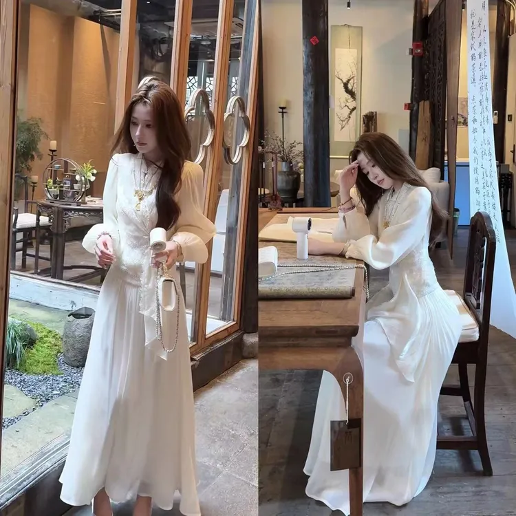 【婷婷】《灯火阑珊》甜醉国风系 蕾丝流光缎套装 TT2SQTH2126