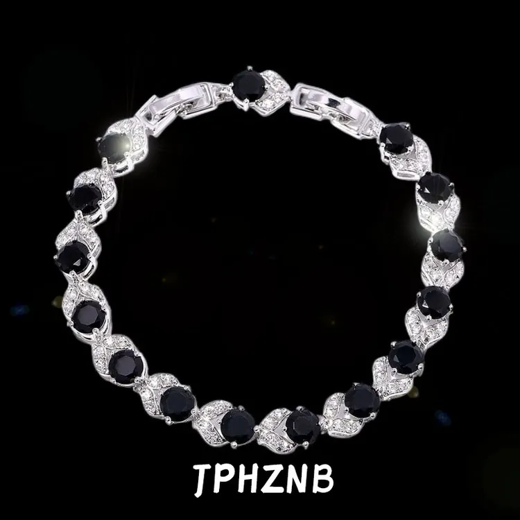 铜合金锆石手链 异形黑白锆石手链复古时尚轻奢男女小众简约ins