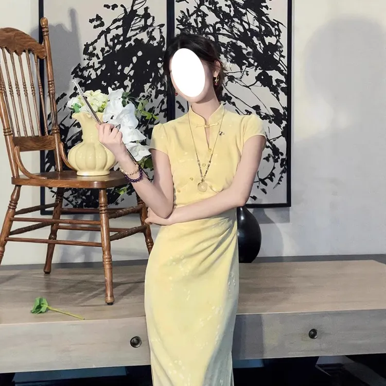 凌茜姿禾如初国风新中式连衣裙女夏季新款掐腰长裙优雅气质旗袍裙