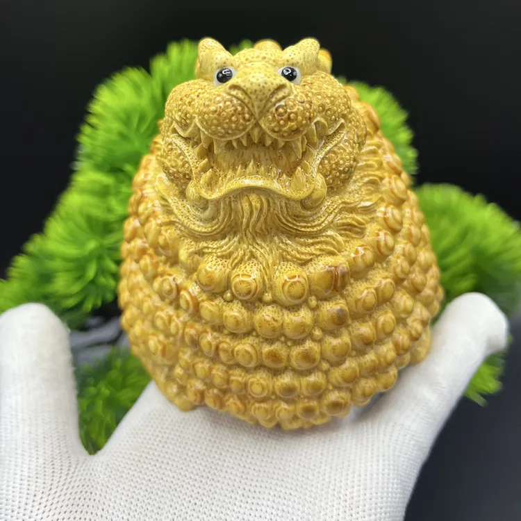 纯手工竹根雕龙蟾手工金蟾把件摆件