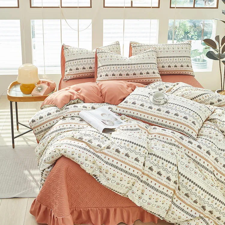 【送礼品包装】A类母婴级针织双层纱床盖四件套亲肤透气柔软床品