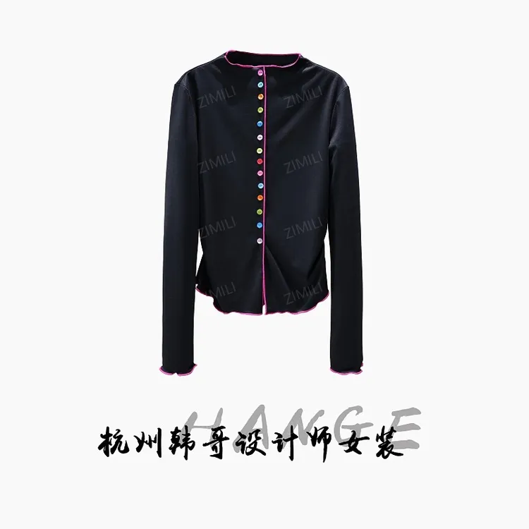 【韩哥女装】2025冬季加厚《琉璃系列》黑色高弹打底上衣26280-B0