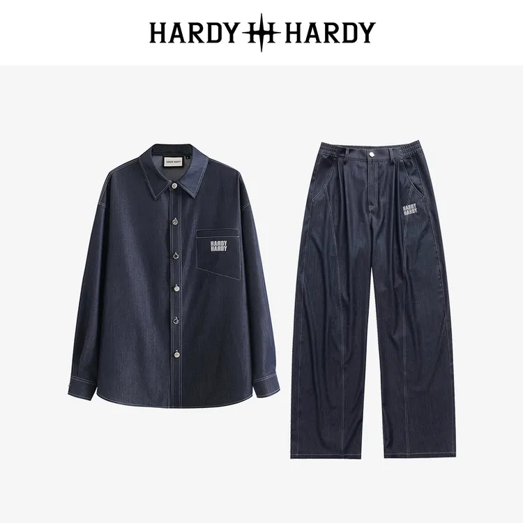 HARDYHARDY简约美式休闲潮流痞帅清凉设计感衬衫男女穿搭套装