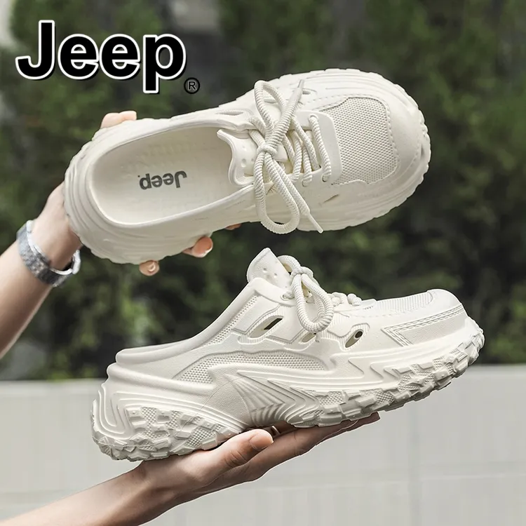 JEEP/吉普包头半凉鞋男户外溯溪洞洞拖鞋情侣运动沙滩拖鞋厚底
