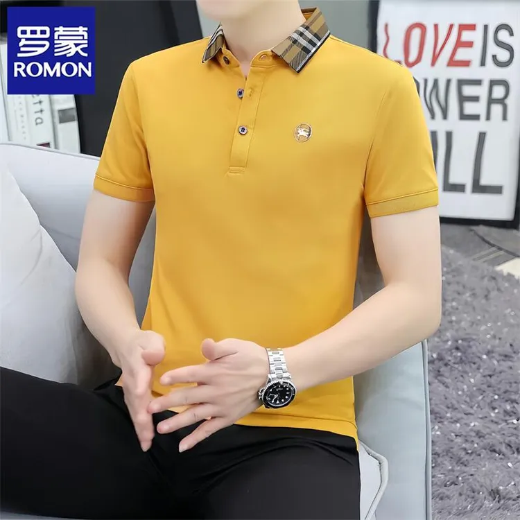 Romon/罗蒙男士polo衫新款翻领高端短袖t恤男商务简约夏季上衣服