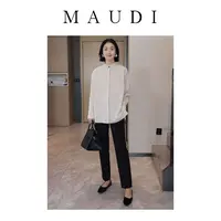 MAUDI【几何画叙 圆领衬衫】春夏极简休闲风明线设计款圆领衬衫8085