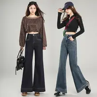 美式复古宽松高腰阔腿裤百搭时尚时髦显瘦直筒牛仔裤19832