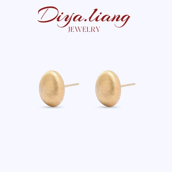 925银耳饰 梁雅帝新品【丝绒金豆子】磨砂气质百搭纯银耳饰