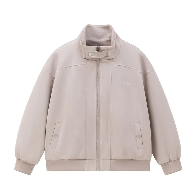 周深同款复古麂皮绒立领外套男女潮牌宽松夹克秋冬上衣加厚棉衣服