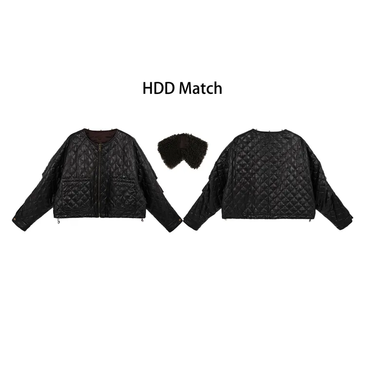 HDD- "皮衣单品" 90白鹅绒 冬季可拆卸毛领油蜡绵羊皮羽绒服Y9335